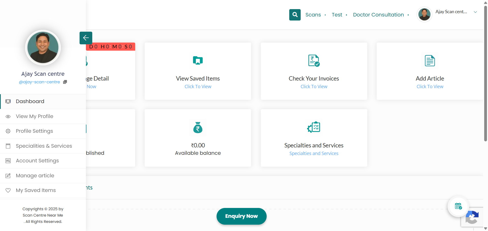 Scan Centre Near Me Centre Dashboard